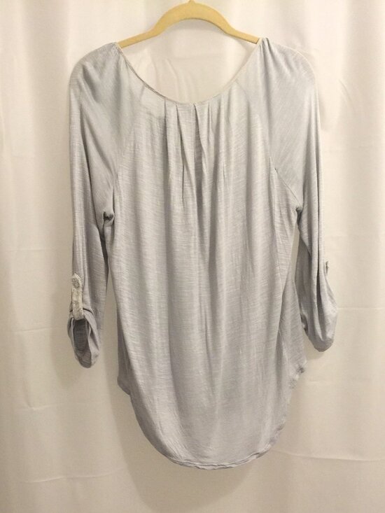 Gray & Silver Cutwork Top by TINY. Womens Large. - Picture 2 of 5